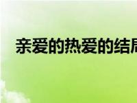 亲爱的热爱的结局是什么 大结局剧情解析